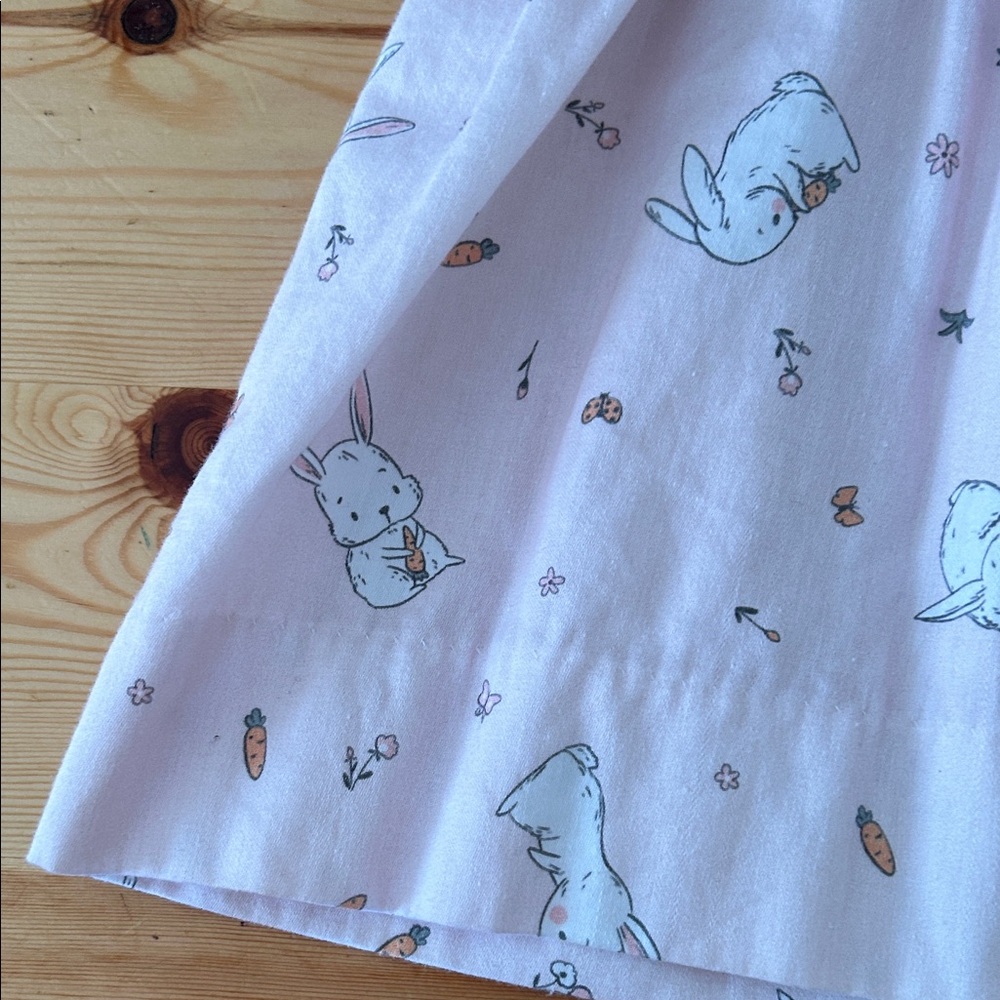 Lulu Bebe 12 mo Pink Bunny 🐰 Print Ruffle Cotton Baby Dress - Picture 5 of 8